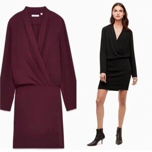 Aritzia Babaton Gershwin Wrap Dress Dark Purple Maroon Size 4